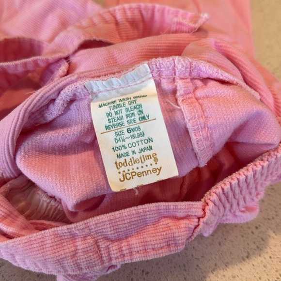 Vintage 100% cotton Toddletime JC Penny baby  Pink Corduroy Overalls 6 Months - Picture 10 of 12